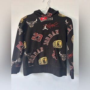 Jordan Kids Black  MJ Essentials Printed Pullover Hoodie Size M  Embroidered